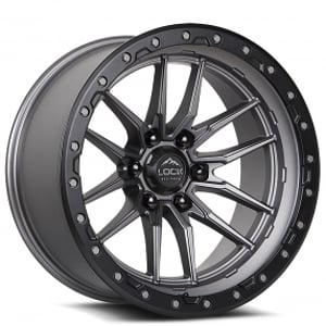 20" Lock Off-Road Wheels Krawler Matte Grey with Matte Black Ring Rims