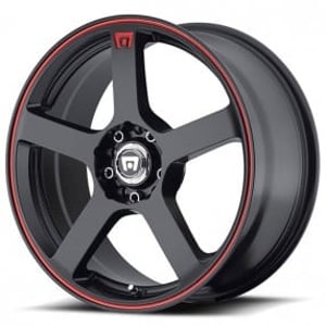 16" Motegi Racing Wheels MR116 FS5 Matte Black with Red Stripe Rims