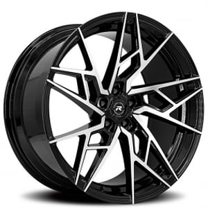 22" Staggered Renzo Wheels Ascari Gloss Black Machined Rims