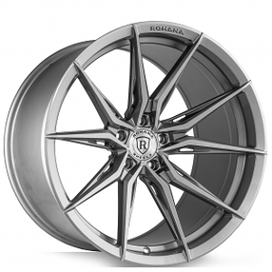 20" Staggered Rohana Wheels RFX13 Brushed Titanium Flow Formed Rims
