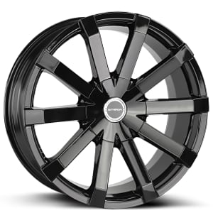 22x8.5" Strada Wheels Gabbia Gloss Black Rims 