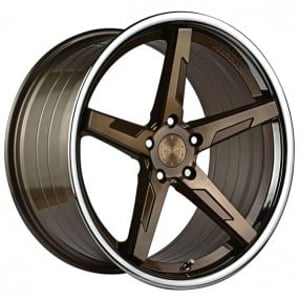 19" Staggered Vertini Wheels RFS1.7 Brushed Dual Bronze with Chrome Lip Flow Formed Rims