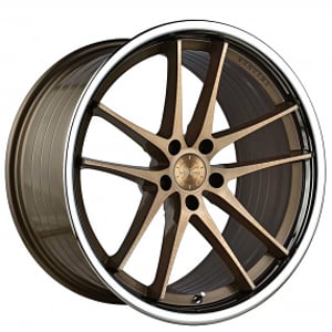 20" Vertini Wheels RFS1.5 Brushed Dual Bronze with Chrome Lip Flow Formed Rims