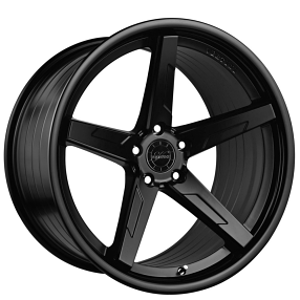 20" Staggered Vertini Wheels RFS1.7 Satin Black with Gloss Black Lip Flow Formed Rims