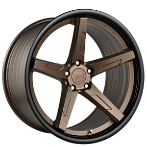 20" Staggered Vertini Wheels RFS1.7 Satin Bronze with Gloss Black Lip Flow Formed Rims