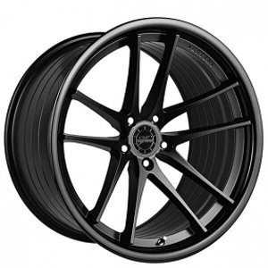 20" Staggered Vertini Wheels RFS1.5 Satin Black with Gloss Black Lip Flow Formed Rims
