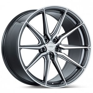 20" Staggered Vossen Wheels HF-3 Gloss Graphite Polished Rims 