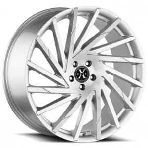 24" Xcess Wheels X02 Brushed Face Sliver Rims