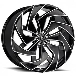 22" Xcess Wheels X04 Gloss Black Milled Edge Rims
