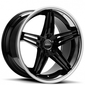 20" Staggered XIX Wheels X63 Gloss Black with SS Lip Rims