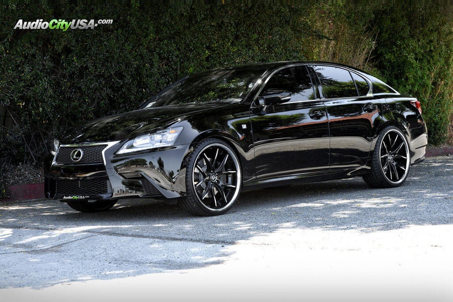 22″ Staggered Lexani Wheels R-Twelve with Black SS Lip Rims