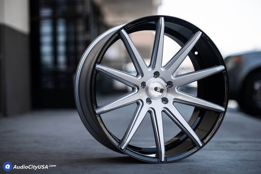 22" XO Wheels X252 Sydney staggered Brush Silver Face, Gloss Black Barrel | AudioCityUSA