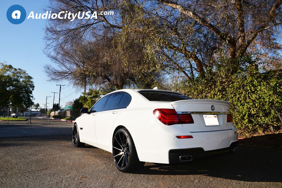 22″ Savini Wheels Black Di Forza BM15 Gloss Black with Double Dart Tint Rims for 2016 BMW 750i | Audio City USA