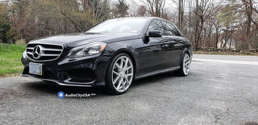 20" Staggered Lexani Wheels Stuttgart Silver with Machined Tips Rims