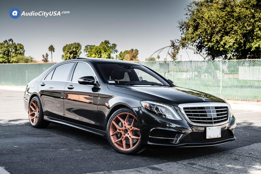 20" Staggered Giovanna Wheels Haleb Brushed Copper Rims