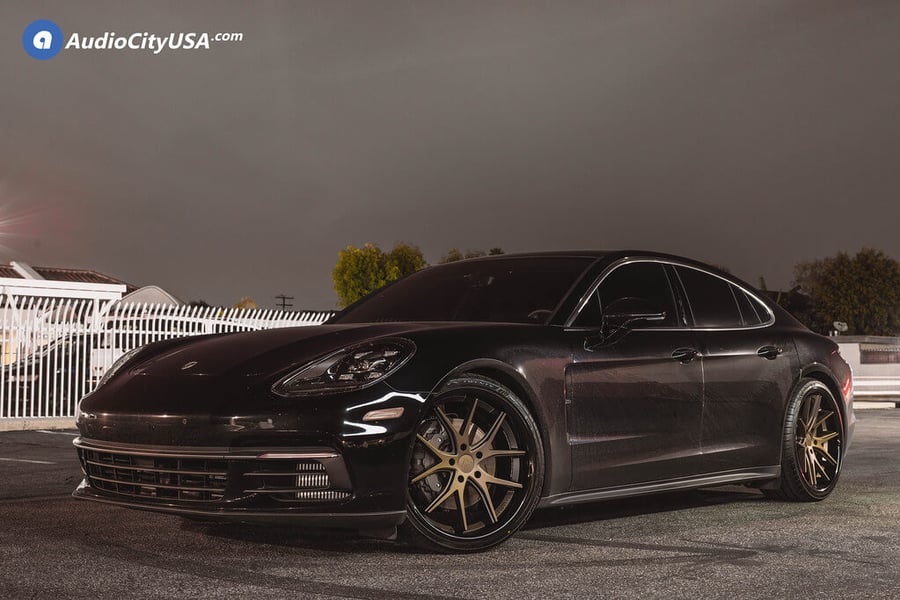 22" Staggered Ferrada Wheels FR2 Matte Bronze with Gloss Black Lip Rims