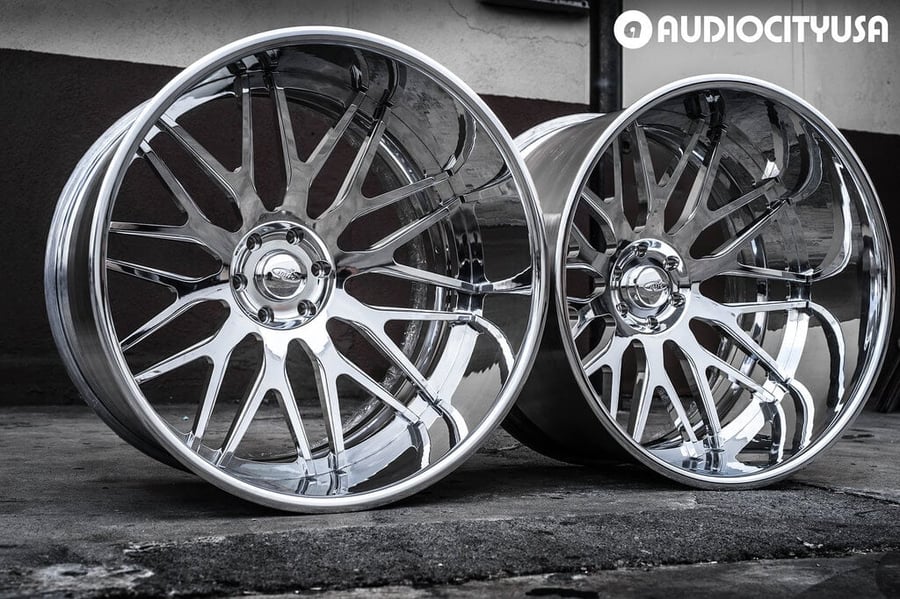 26x16 Intro Wheels Mesh 6 Concave Full Polish Lifted 2019 Chevy