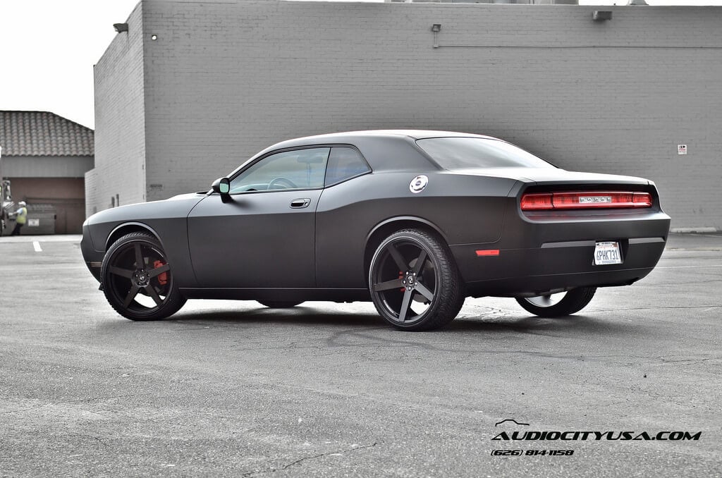 2012 Dodge Challenger matte black on 22