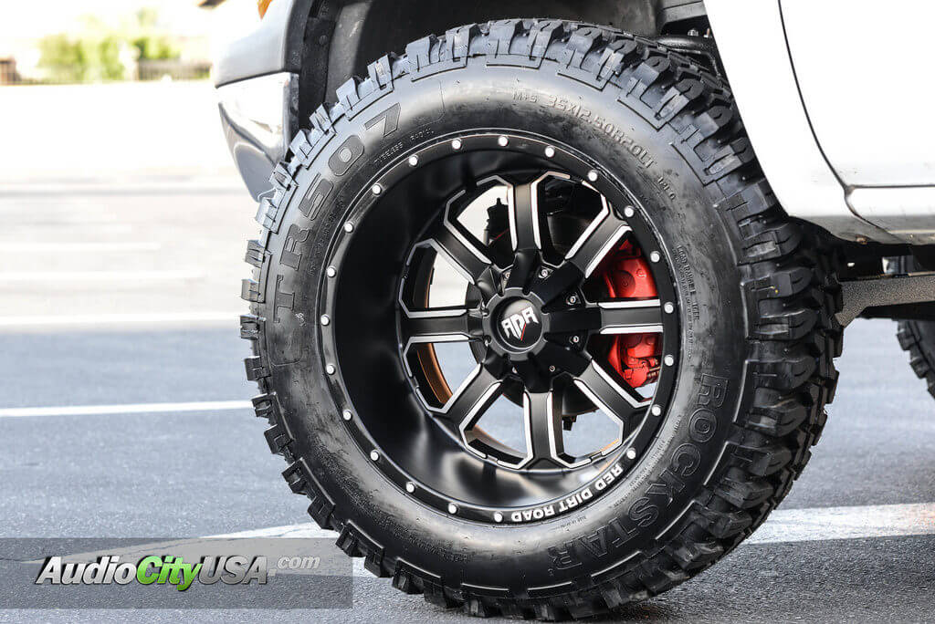 20×12 RDR RD01 Dirt Wheels black machine for 2002 Chevy Silverado 1500