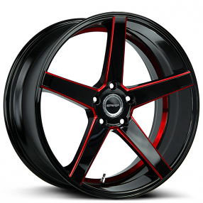 18" Strada Wheels Perfetto Gloss Black Candy Red Milled Rims #STD122-1