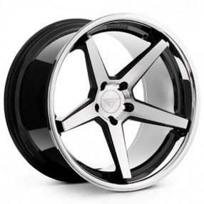 22" Staggered Ferrada Wheels FR3 Black Machined Chrome Lip Rims
