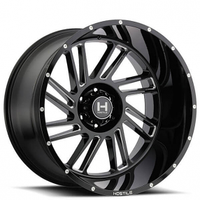 22" Hostile Wheels H110 Stryker Gloss Black with Milled Accents Off-Road Rims