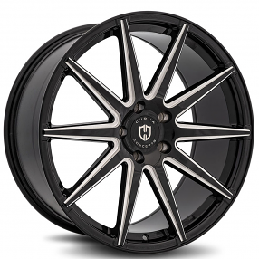 22" Staggered Curva Wheels C49 Black Milled Rims 