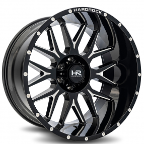 22" Hardrock Wheels H500 Affliction Xposed Gloss Black Milled Off-Road Rims 