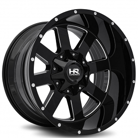 20" Hardrock Wheels H706 Tank Gloss Black Milled Off-Road Rims 