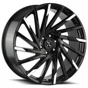 20" Xcess Wheels X02 Gloss Black Machined Tips Rims