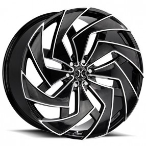 24" Xcess Wheels X04 Gloss Black Milled Edge Rims