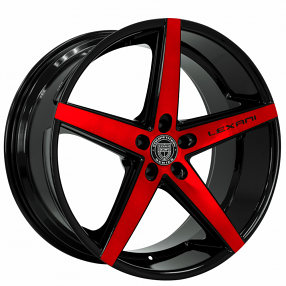 20" Lexani Wheels R-Four Black with Brushed Red Face Rims 