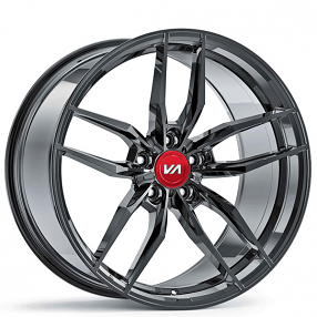 20" Staggered Variant Wheels Krypton Super Black Chrome with Red Cap Rims 