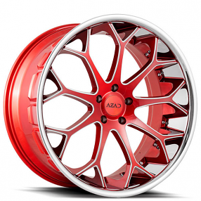 22" Azad Wheels AZ99 Candy Red Milled with Chrome SS Lip Rims 