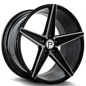 20" Staggered Pinnacle Wheels P202 Supreme Gloss Black Milled Rims