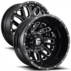 22" Fuel Wheels D581 Triton Dually Gloss Black Milled Off-Road Rims #