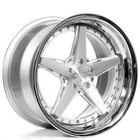 20" Staggered Rennen Wheels CSL 7 Silver with Chrome Lip Rims