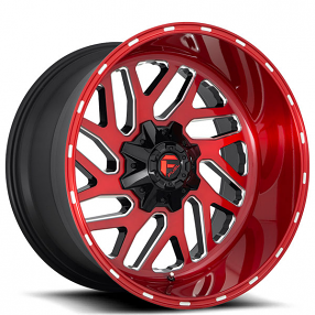 24" Fuel Wheels D691 Triton Brushed Candy Red Milled Off-Road Rims