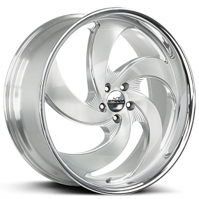 22" Strada Wheels Retro 5 Brushed Silver Milled with SS Lip Rims 