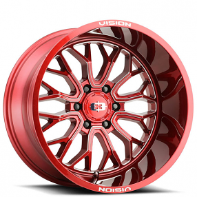 20" Vision Wheels 402 Riot Gloss Red with Milled Off-Road Rims