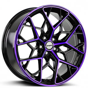 18" Shift Wheels Piston Gloss Black with Purple Machined Rims