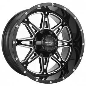 20" Impact Off-Road Wheels 810 Gloss Black with Milled Windows Rims