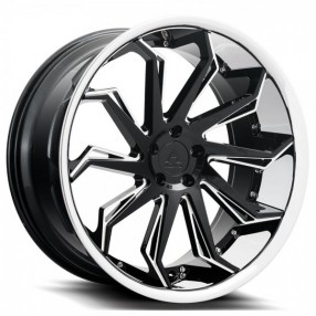 20" Staggered Azad Wheels AZ1101 Gloss Black with Chrome SS Lip Rims