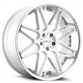 22" Staggered Azad Wheels AZ77 Brushed Face with Chrome SS Lip Rims