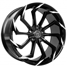22" Staggered Lexani Wheels Static Gloss Black with Machined Tips Rims