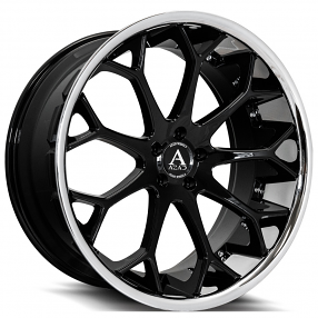 20" Staggered Azad Wheels AZ99 Gloss Black with Chrome SS Lip Rims