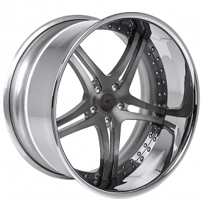 20" Staggered AC Forged Wheels Split5 Brushed Double Dark Tint Face with Chrome Lip Rims 