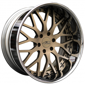 20" Staggered AC Forged Wheels AC313 Matte Bronze with Chrome Lip Three Piece Rims