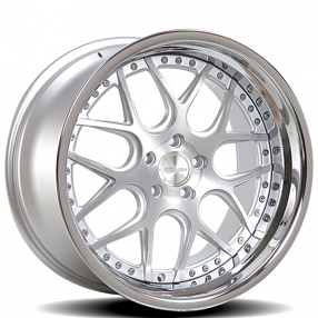 20" Staggered Rennen Wheels CSL 2 Silver with Chrome Step Lip Rims 