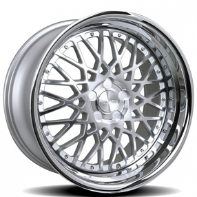 20" Rennen Wheels CSL 5 Silver with Chrome Step Lip Rims 